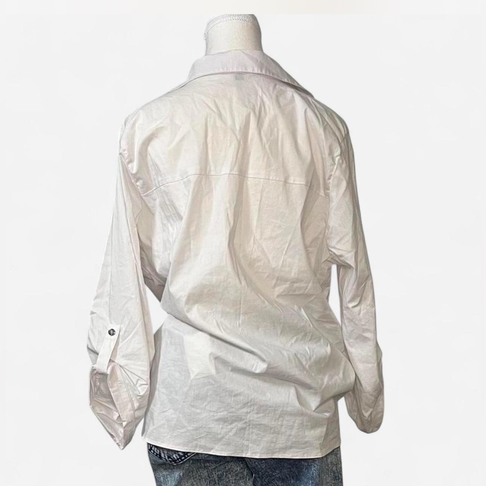 Adrienne Vittadini White Oversized Button Down Relaxed Collared Blouse Large - Picture 2 of 7